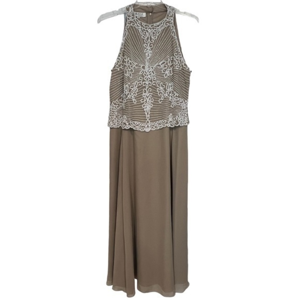 JKara Beaded Nude Evening Dress Size 14